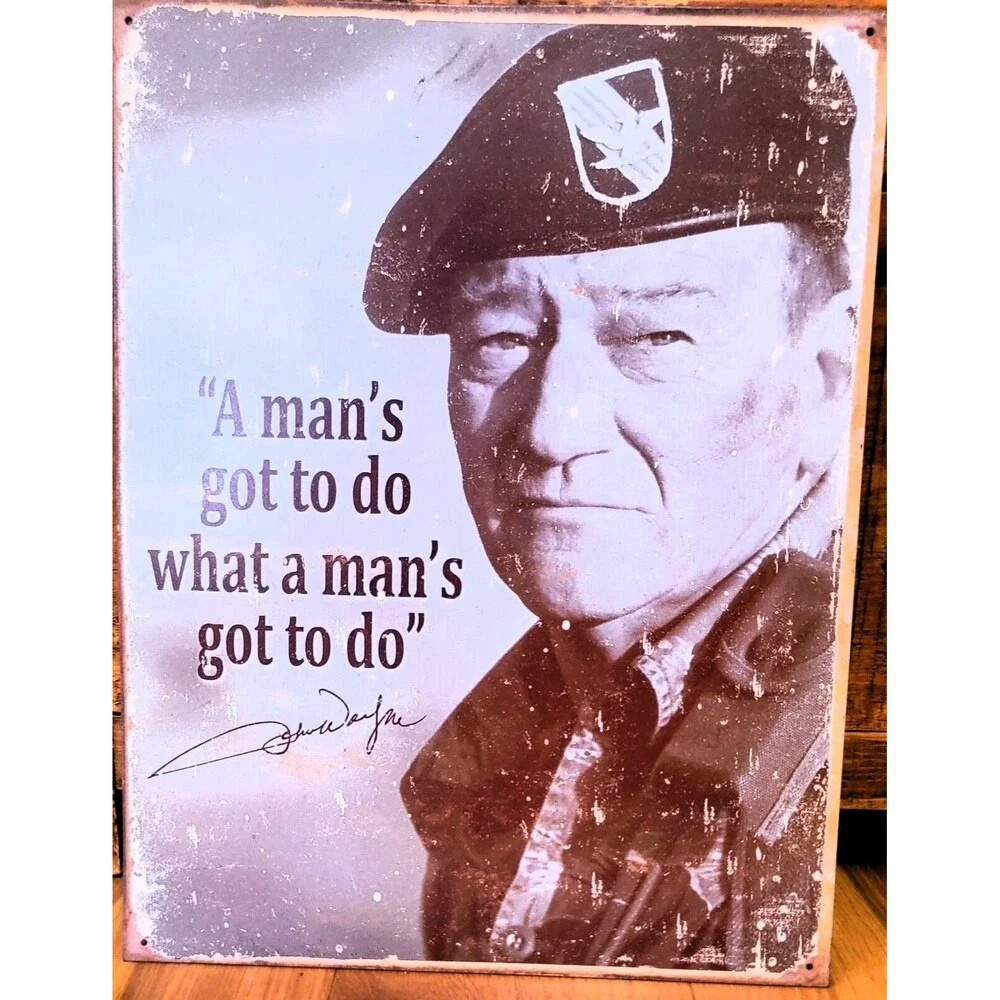 Vintage John Wayne picture on tin